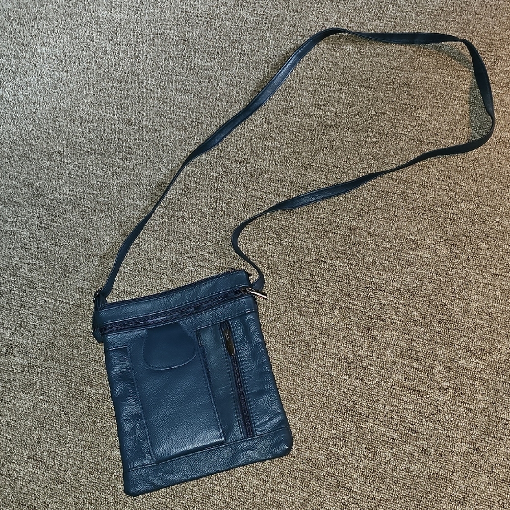 Women's Navy Faux Leather Crossbody Bag